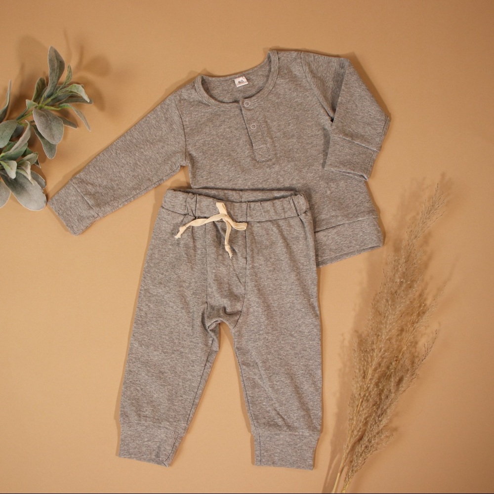 Two Piece Harem Lounge Set Gray Gender Neutral